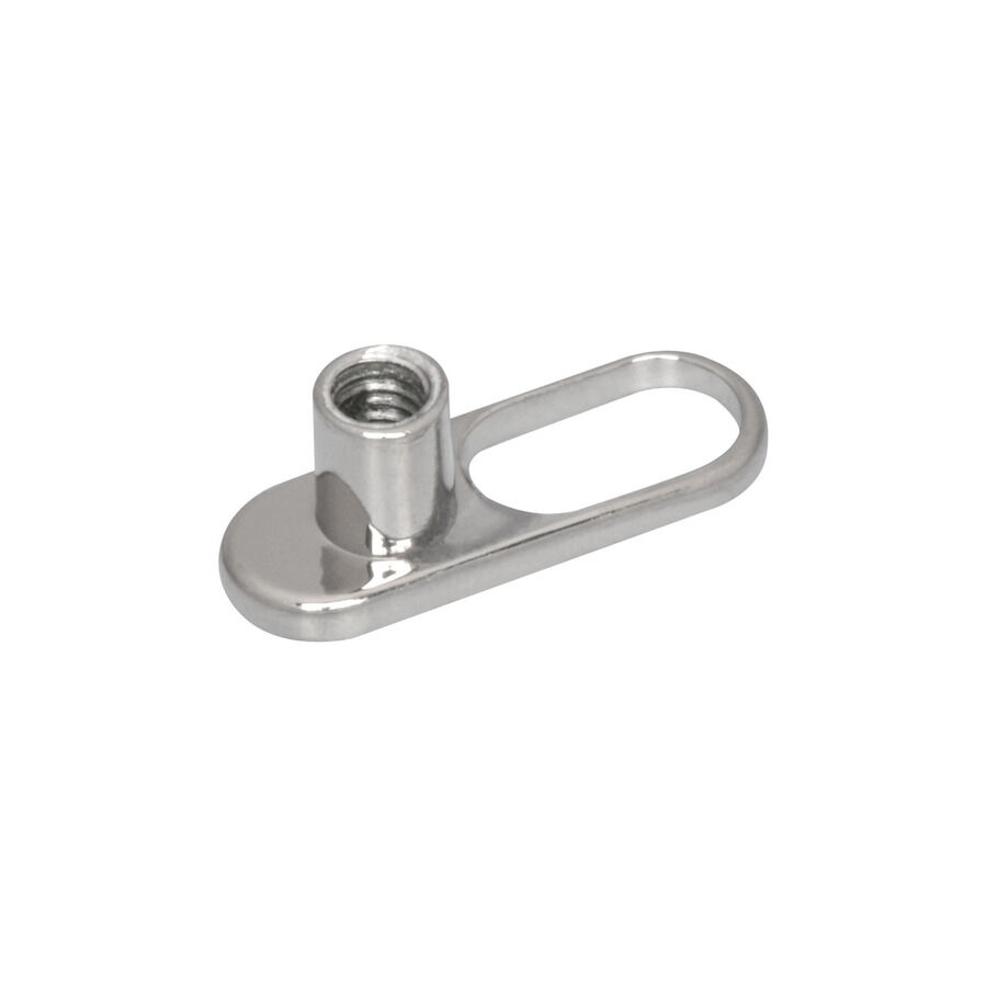 Silberner Dermal Anchor aus Titan mit ovaler Öffnung und Gewinde