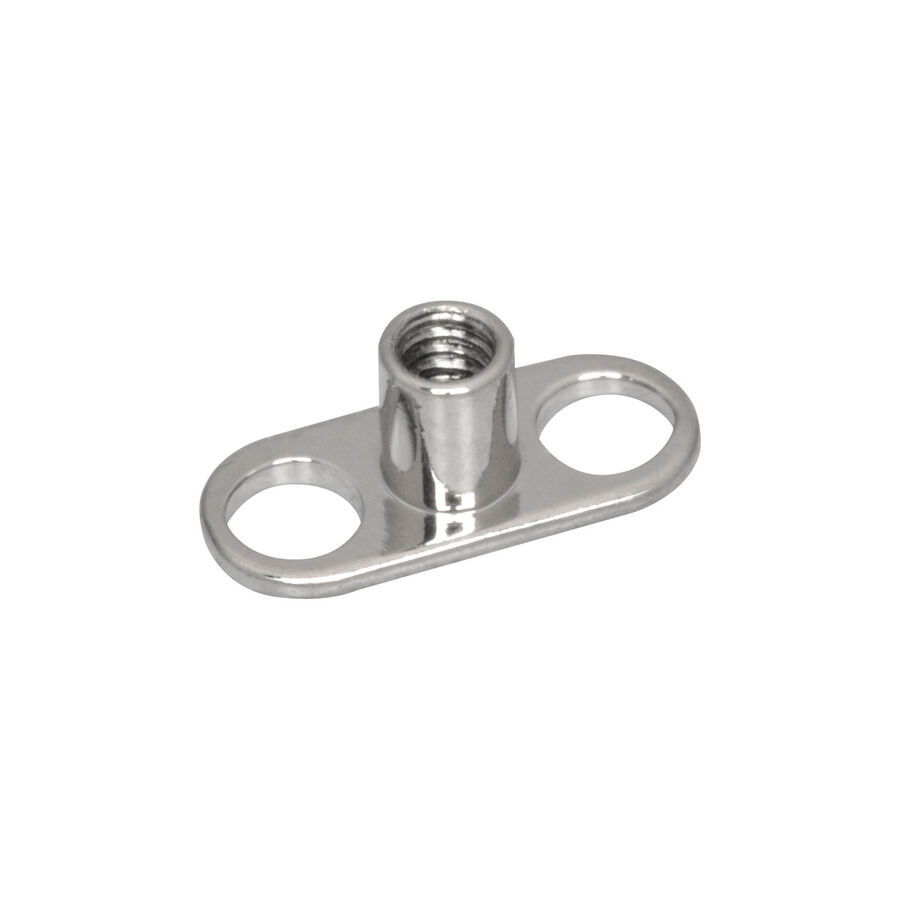 Titan Highline® Silberner 2mm Distanzhalter Silberner Titan Distanzhalter mit zwei Löchern auf weißem Hintergrund
