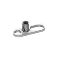 Silberner Dermal Anchor aus Titan Silberner Titan Dermal Anchor auf weißem Hintergrund