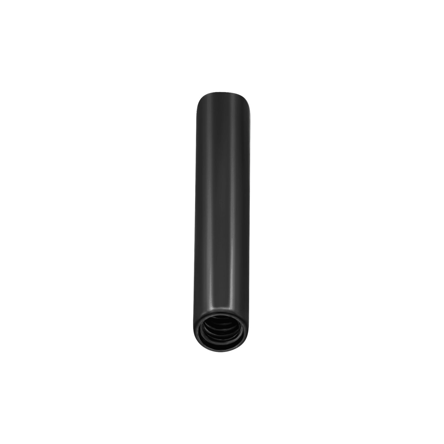 Schwarzer Innengewinde Stab 14,0 mm Schwarzer Titan-Stab mit Innengewinde, 14,0 mm Länge, auf weißem Hintergrund