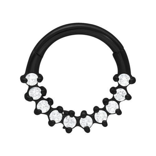 Schwarzer Septum Clicker aus Chirurgenstahl mit klaren Kristallen