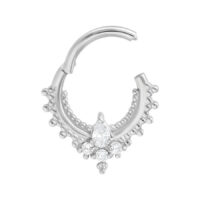 Silberner Oriental Drop Clicker mit Kristallen auf weißem Hintergrund