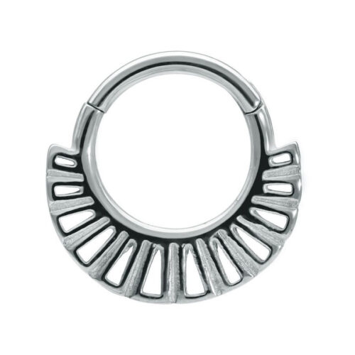 Silberner Ethno Clicker Piercingring aus Chirurgenstahl 316L