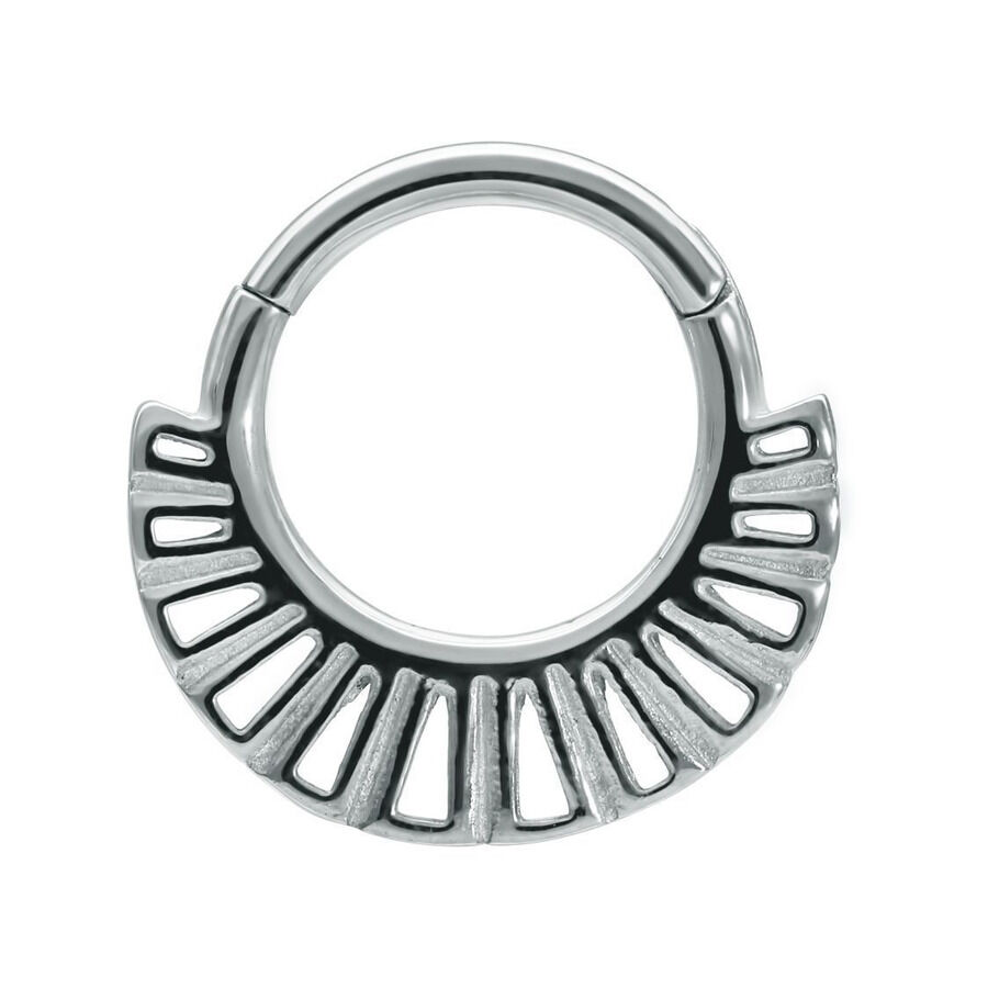Ethno Clicker Silber Piercingring Silberner Ethno Clicker Piercingring aus Chirurgenstahl 316L