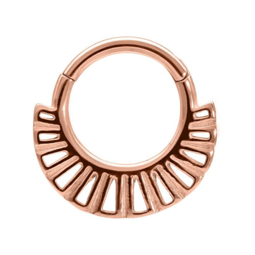 Roségoldener Ethno Clicker Piercingring aus Chirurgenstahl 316L, 8mm