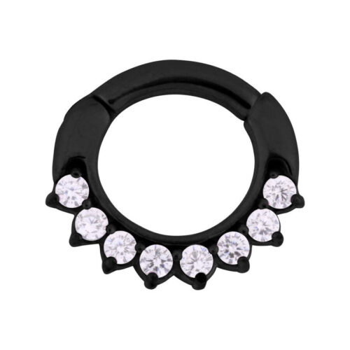 Schwarzer Septum Clicker aus Chirurgenstahl mit klaren Kristallen