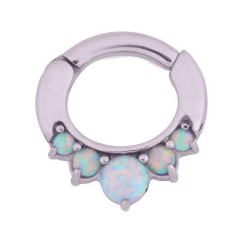Silberner Clicker mit dunkelblauem synthetischem Opal und 1,2 mm Stärke