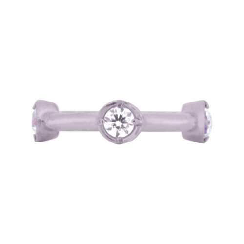 Silberner Piercingring mit kristallklaren Steinen, 1,2 mm Stärke