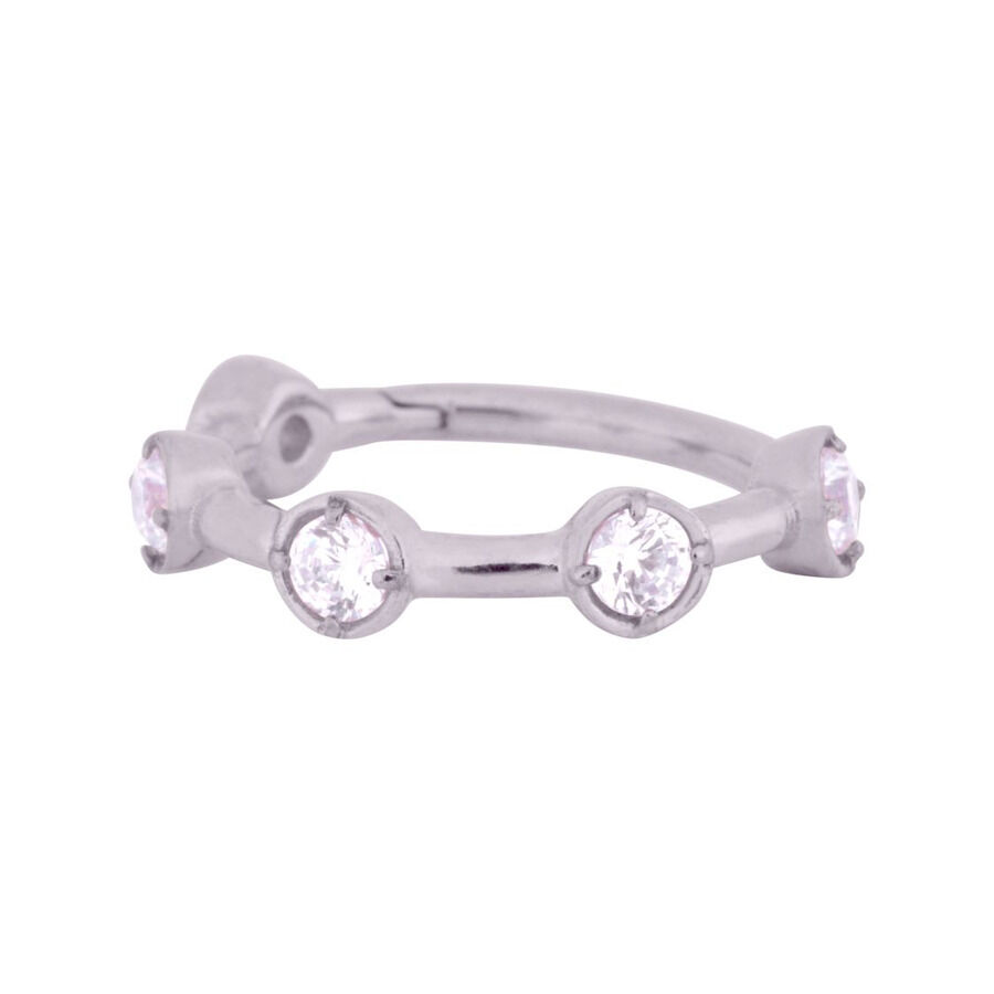 Silberner Hinged Crystal Clicker 1,2mm Silberner Clicker-Ring mit klaren Kristallen, 1,2mm Stärke, 10mm Durchmesser