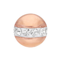 Roségoldener Piercing-Aufsatz mit Kristallen Runder Piercing-Aufsatz aus roségoldenem Chirurgenstahl mit klaren Kristallen auf weißem Hintergrund