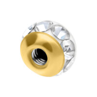 Goldener Piercing-Aufsatz mit Kristallen Goldener Aufsatz für Außengewinde mit klaren Kristallen und Innengewinde