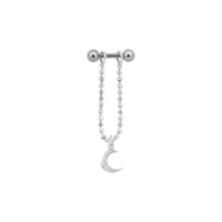 Silberner Ohr Barbell mit Kugeln und Mondanhänger, Studiohintergrund