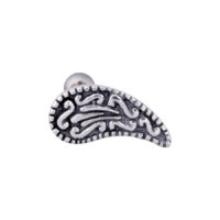 Silbernes Ohr Barbell Persia von Wildcat Silbernes Ohr Barbell mit Paisley-Muster, chirurgischer Stahl