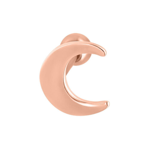 Crescent Mond Ohr Barbell in glänzendem Roségold auf weißem Hintergrund