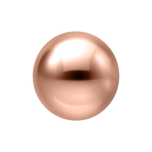 Roségoldene Kugel mit 2,5 mm Größe auf weißem Hintergrund