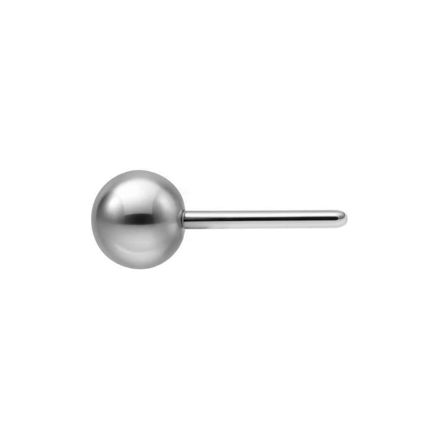 Silberne Titan-Kugel mit Push Fit Stab auf weißem Hintergrund