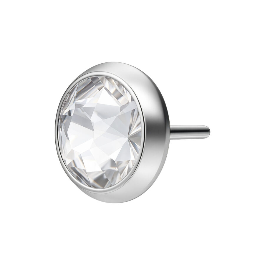 Silberner Aufsatz für Triple Piercing mit 4,0 mm Größe auf weißem Hintergrund