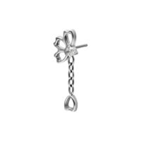 Silberner Push Fit Aufsatz mit Kristall Silberner Piercing-Aufsatz in Blumenform mit Kristallkette auf weißem Hintergrund