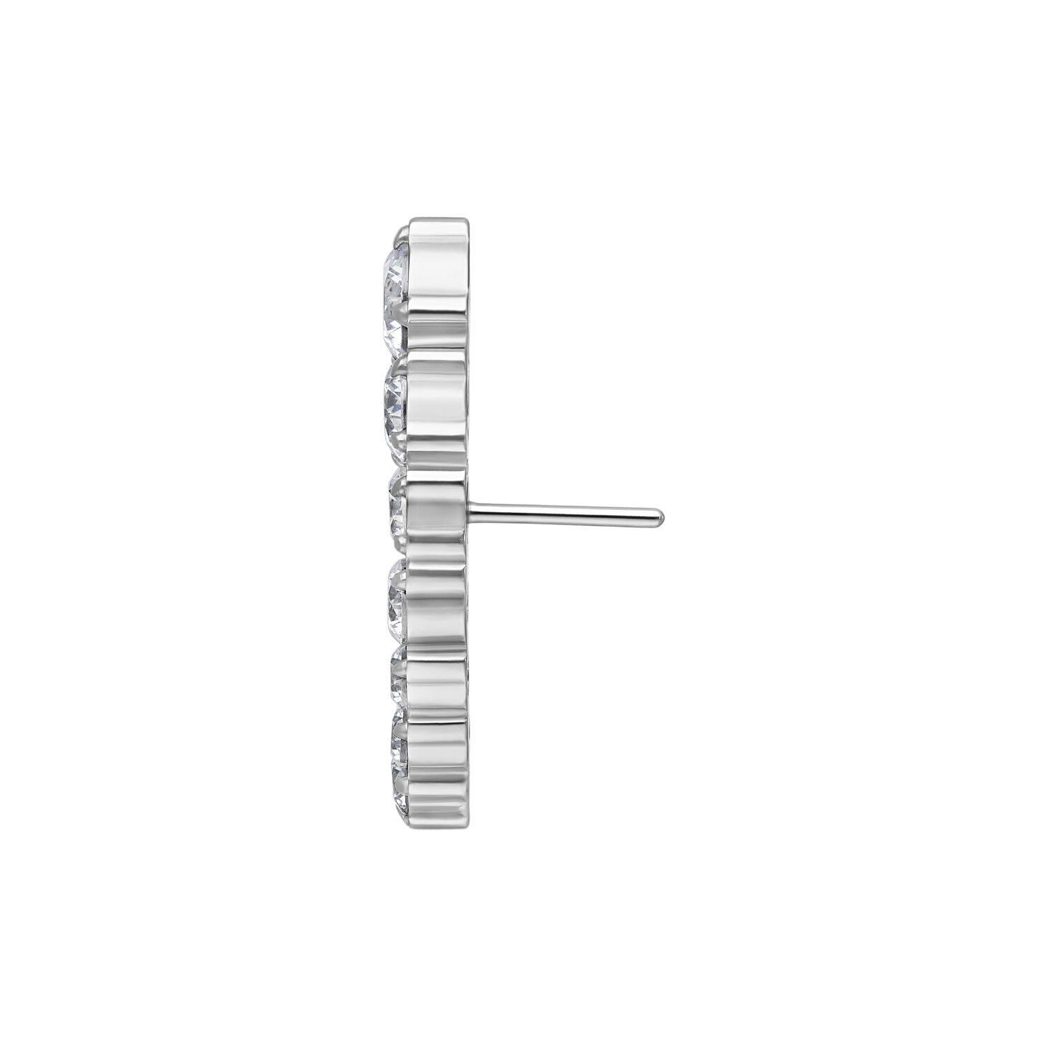 Silberner Crystal Bow Aufsatz Push Fit Silberfarbener Push Fit Aufsatz mit kristallklaren Steinen auf weißem Hintergrund