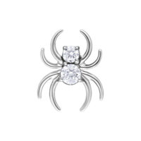 Silberfarbener Push Fit Crystal Spider Aufsatz Silberner Spinnenaufsatz mit zwei kristallklaren Steinen auf weißem Hintergrund