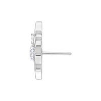 Silberner Crystal Spider Aufsatz für Push Fit Silberfarbener Push Fit Aufsatz in Spinnenform mit klarem Kristall auf weißem Hintergrund