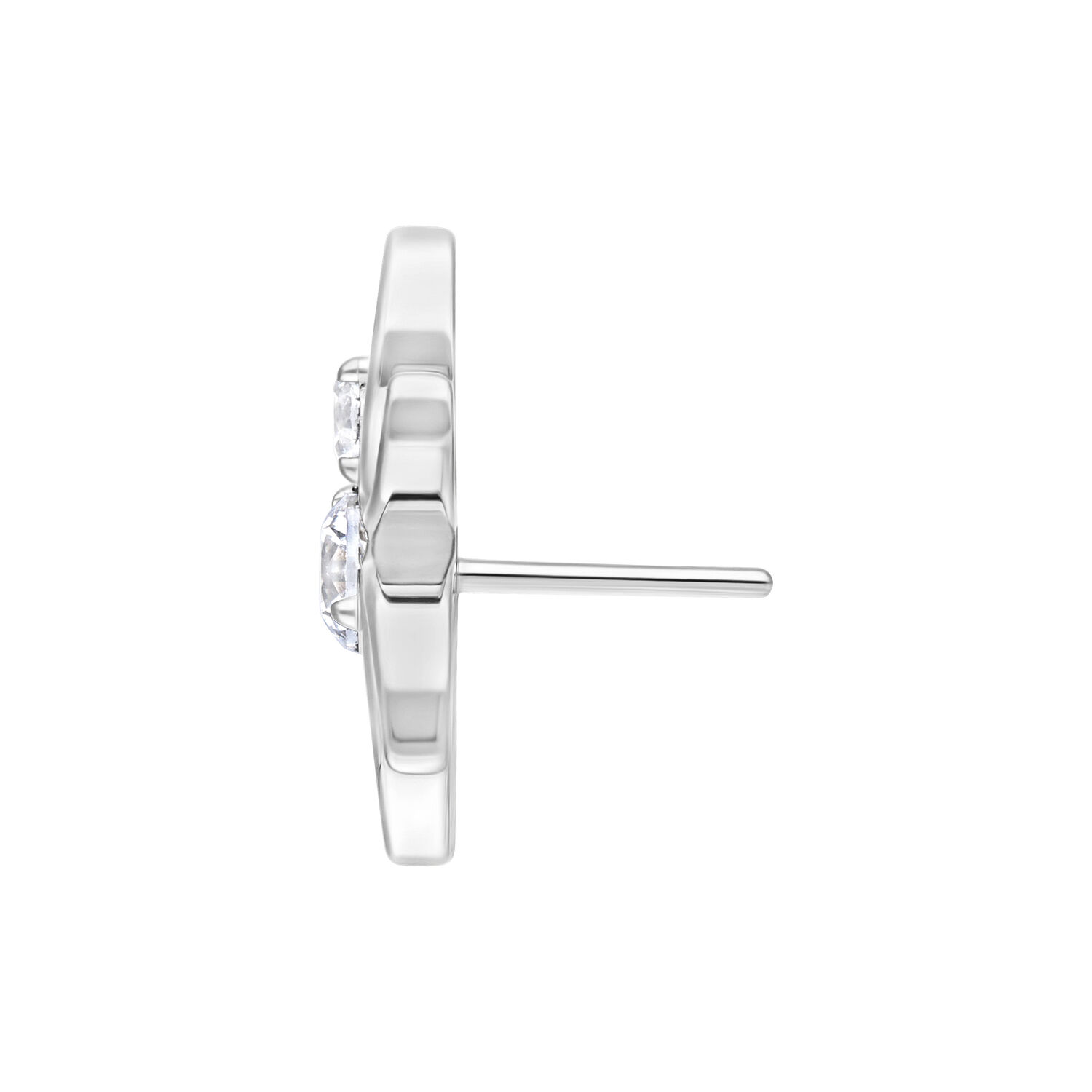 Silberner Crystal Spider Aufsatz für Push Fit Silberfarbener Push Fit Aufsatz in Spinnenform mit klarem Kristall auf weißem Hintergrund