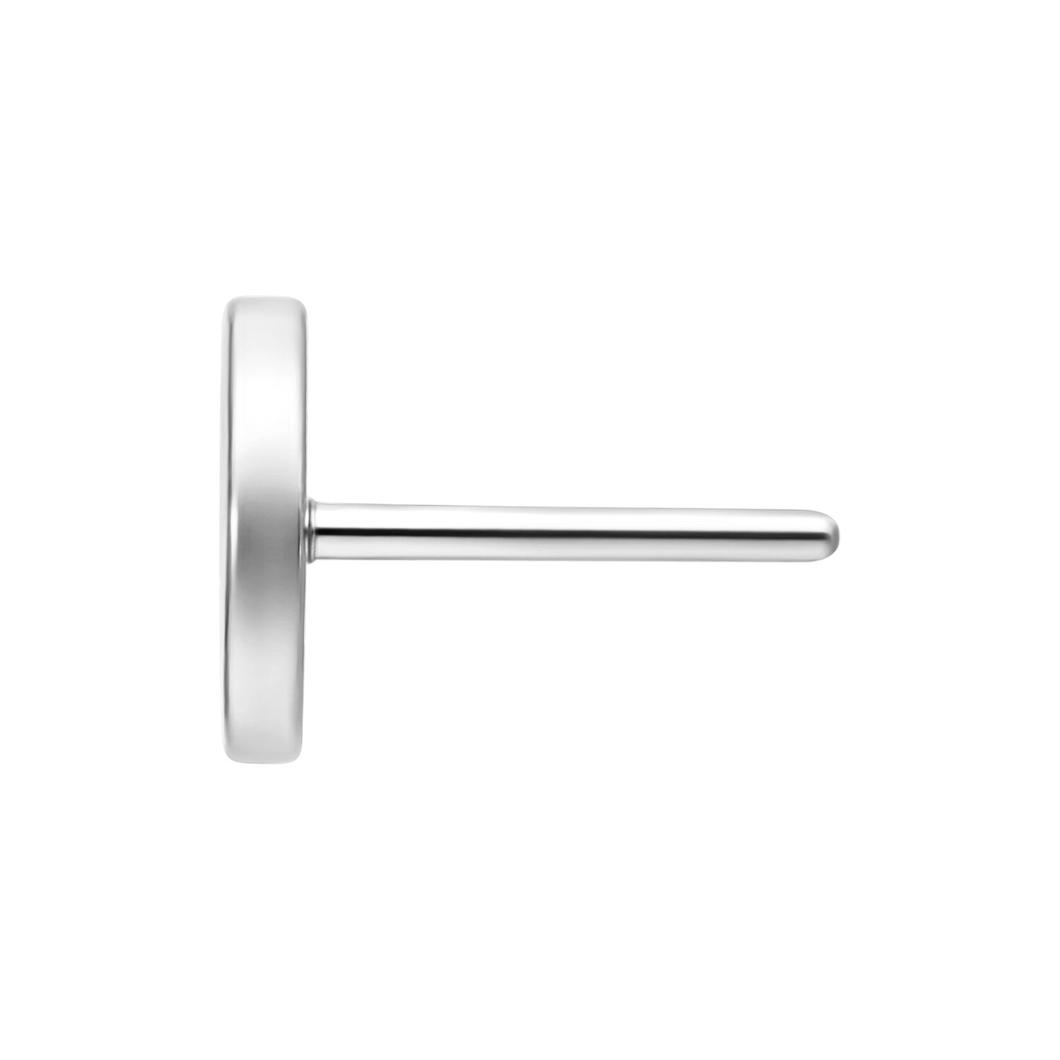 Silberner Push Fit Disc Aufsatz aus Titan Silberner Push Fit Disc Aufsatz aus Titan Grad 23 auf weißem Hintergrund
