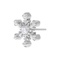 Silberner Push Fit Blumenaufsatz aus Titan Silberner Push Fit Aufsatz in Schneeflockenform mit klaren Kristallen