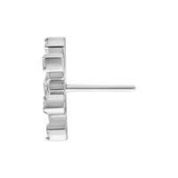 Silberner Push Fit Blumenaufsatz aus Titan Seitenansicht eines silbernen Titan Push Fit Blumenaufsatzes mit klaren Kristallen