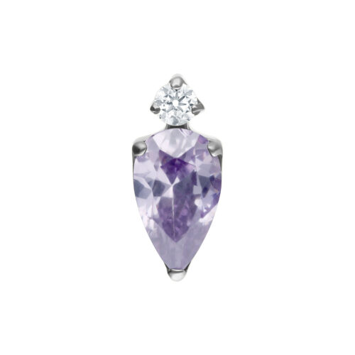 Lavendel Kristallaufsatz in Silber mit facettiertem Design auf weißem Hintergrund