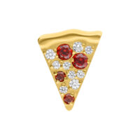 Goldener Pizza Aufsatz mit Kristallen Goldener Pizza-förmiger Piercing-Aufsatz mit roten und klaren Kristallen