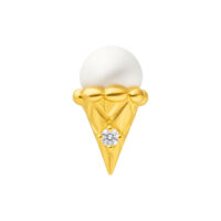 Goldener Push Fit Aufsatz mit Eiskegel Design Goldener Titan Eiskegel Aufsatz mit weißem Kristall auf weißem Hintergrund