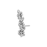 Silberner Titan Push Fit Aufsatz mit Kristallen Silberner Push Fit Piercingaufsatz in Blattform mit klaren Kristallen auf weißem Hintergrund