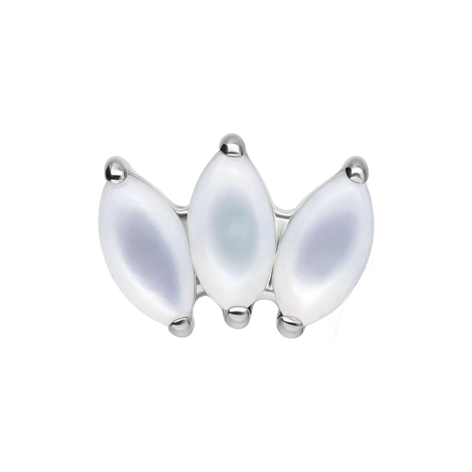 Lotus Aufsatz mit Amethyst und Mondstein Silberner Lotus Aufsatz mit Amethyst und Mondstein auf weißem Hintergrund