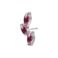 Silberner Amethyst Aufsatz für Push Fit Silberner Aufsatz mit drei lila Amethyst-Steinen auf weißem Hintergrund