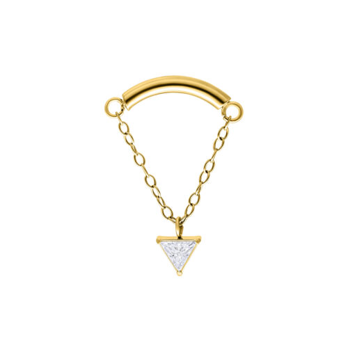Goldener Helix Aufsatz mit Kette und dreieckigem Kristallanhänger