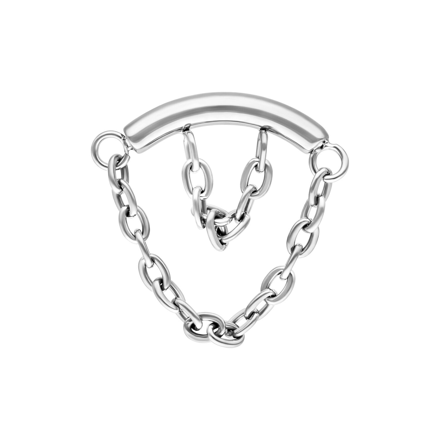 Silberner Double Chain Helix Aufsatz Silberner Double Chain Helix Aufsatz mit Ketten auf weißem Hintergrund