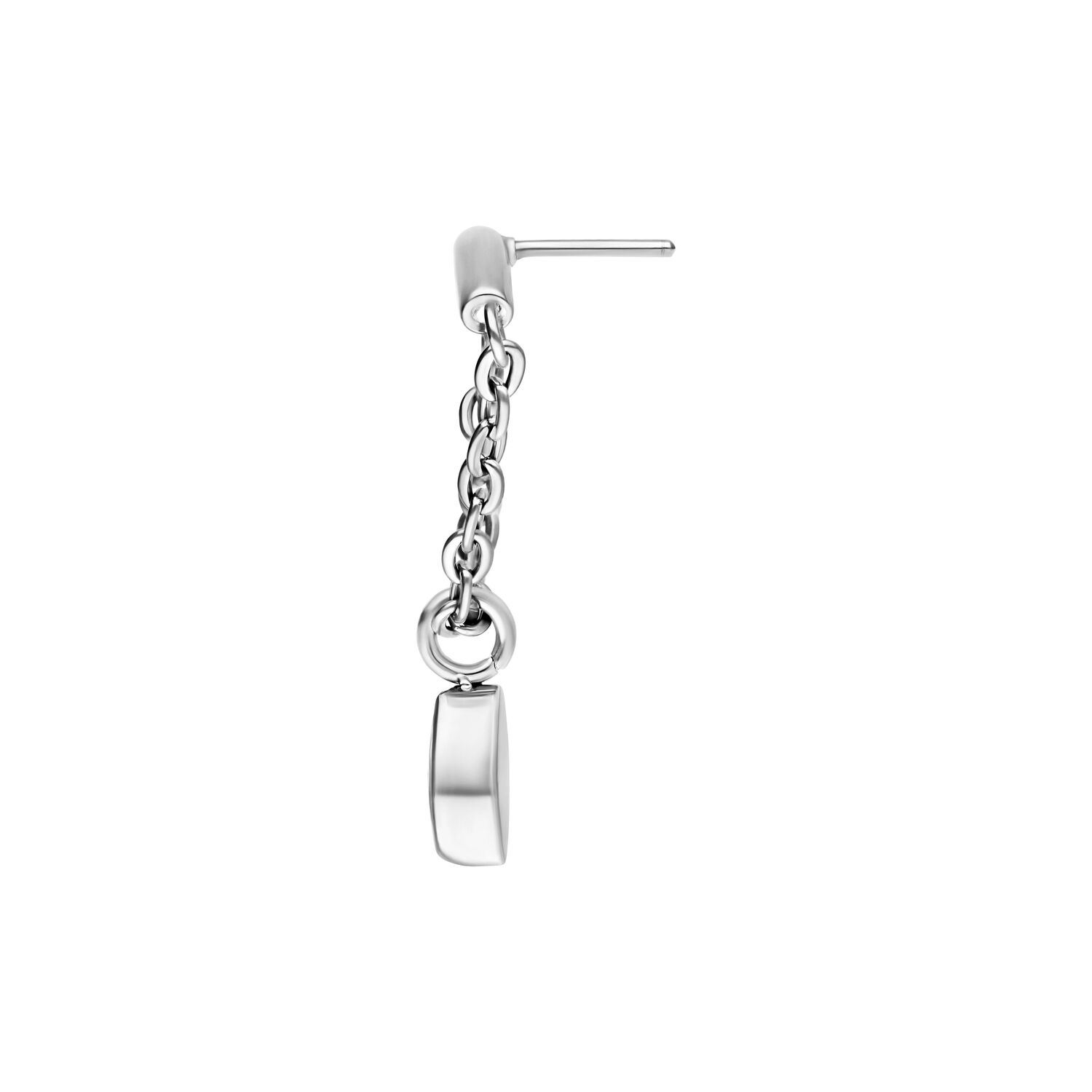 Silberner Kristall-Dreieck Aufsatz für Helix Silberner Helix-Piercing-Aufsatz mit kristallklarem Dreieck auf weißem Hintergrund