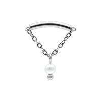 Silberfarbener Helix Aufsatz mit Perle Silberfarbener Helix Push Fit Aufsatz mit Kette und Perle auf weißem Hintergrund