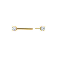Muse Barbell Weiß Gold 12mm Kristallklar Goldenes Muse Barbell mit kristallklarem Kristall, 12mm Länge auf weißem Hintergrund