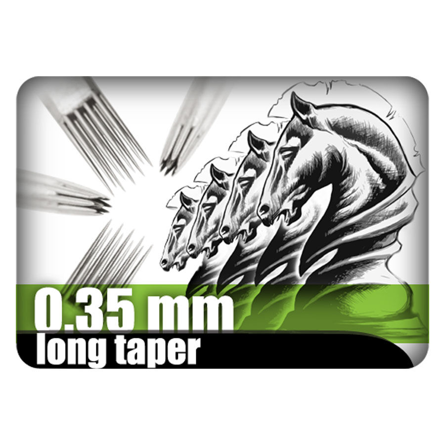 Kwadron Softedge Magnum Nadeln mit 0.35 mm Stärke auf weißem Hintergrund