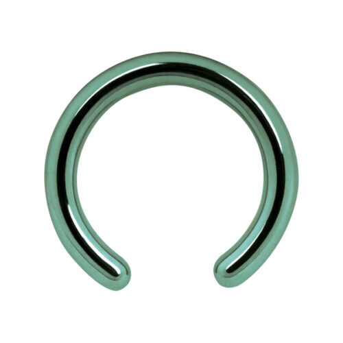 Dunkelgrüner anodisierter Clip in Ring ohne Ball auf weißem Hintergrund