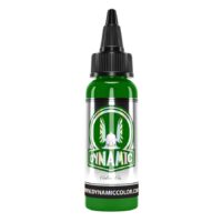 Grüne Tattoofarbe Flasche 30ml auf weißem Hintergrund