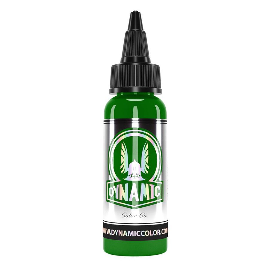 Grüne Tattoofarbe Flasche 30ml auf weißem Hintergrund