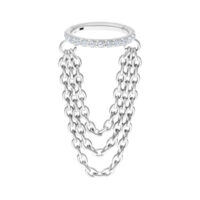 Weißgoldener Triple Chain Clicker mit Kristallen auf weißem Hintergrund