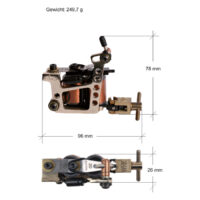 Bronze Gun II Tattoomaschine aus Messing mit Kupferspule auf weißem Hintergrund