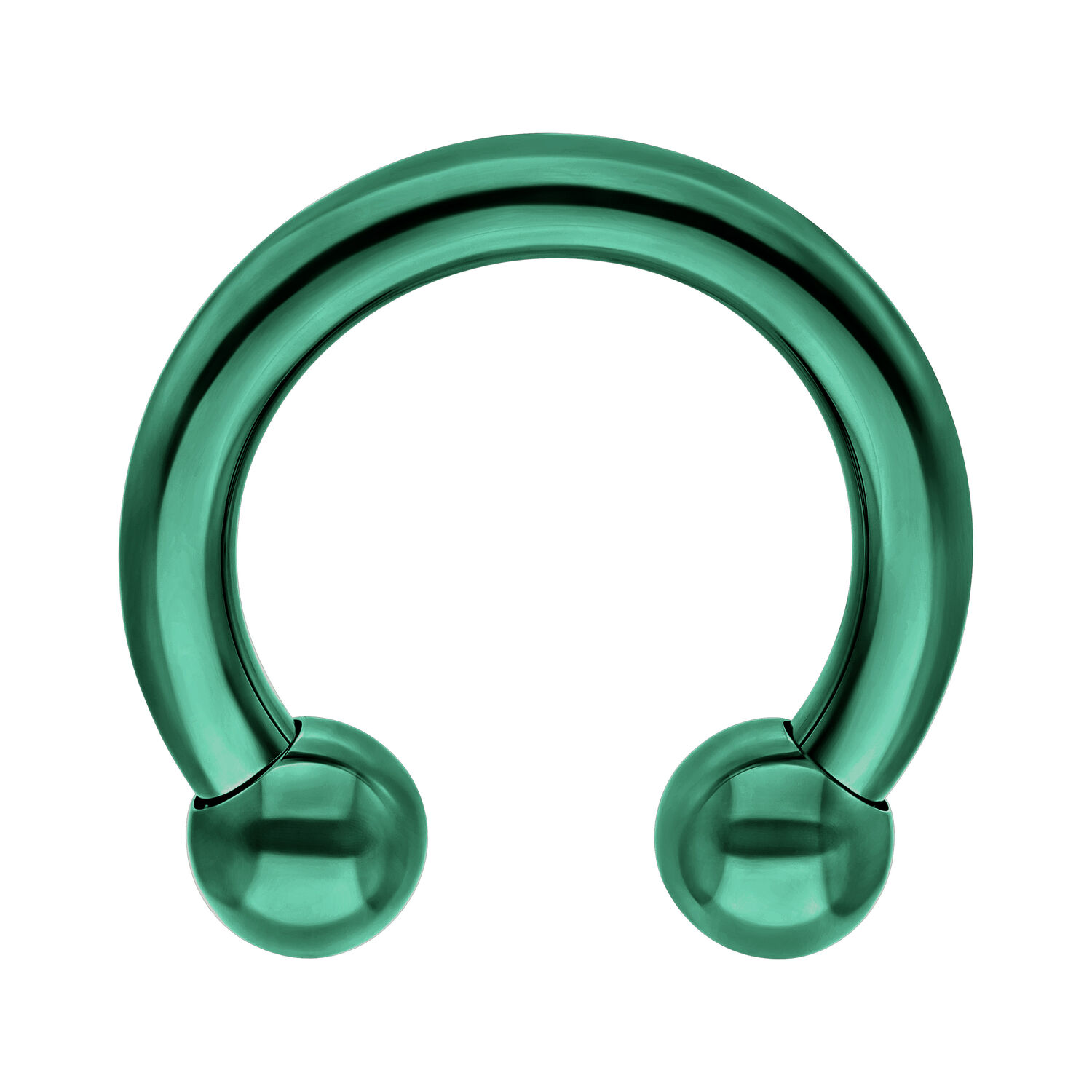Dunkelgrüner Circular Barbell aus Titan Dunkelgrüner Circular Barbell aus Titan mit glänzender Oberfläche auf weißem Hintergrund