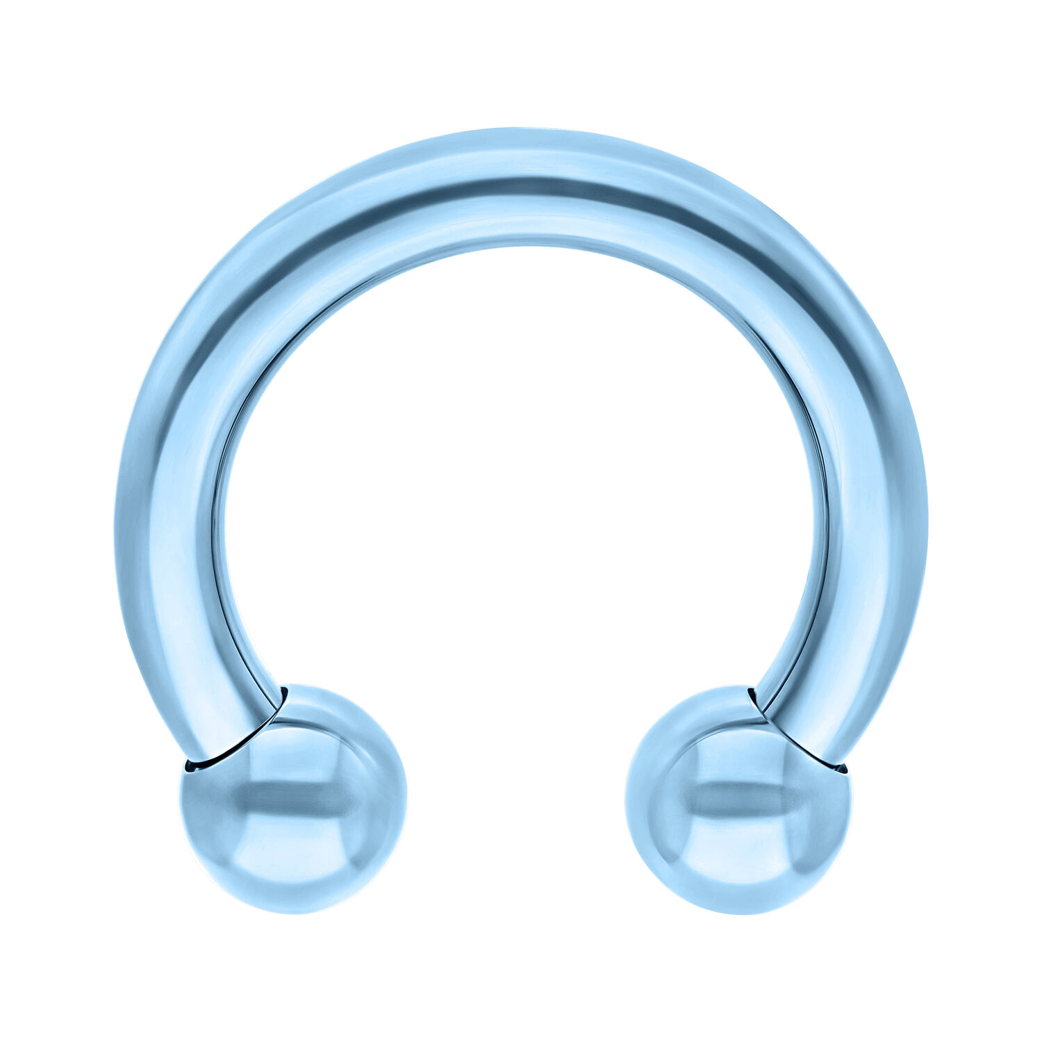 Hellblauer Titan Circular Barbell Piercing Hellblauer Circular Barbell aus Titan auf weißem Hintergrund