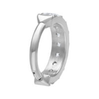 Silberner Piercingring mit Kristall, 1,2mm Stärke, 8,0mm Innendurchmesser