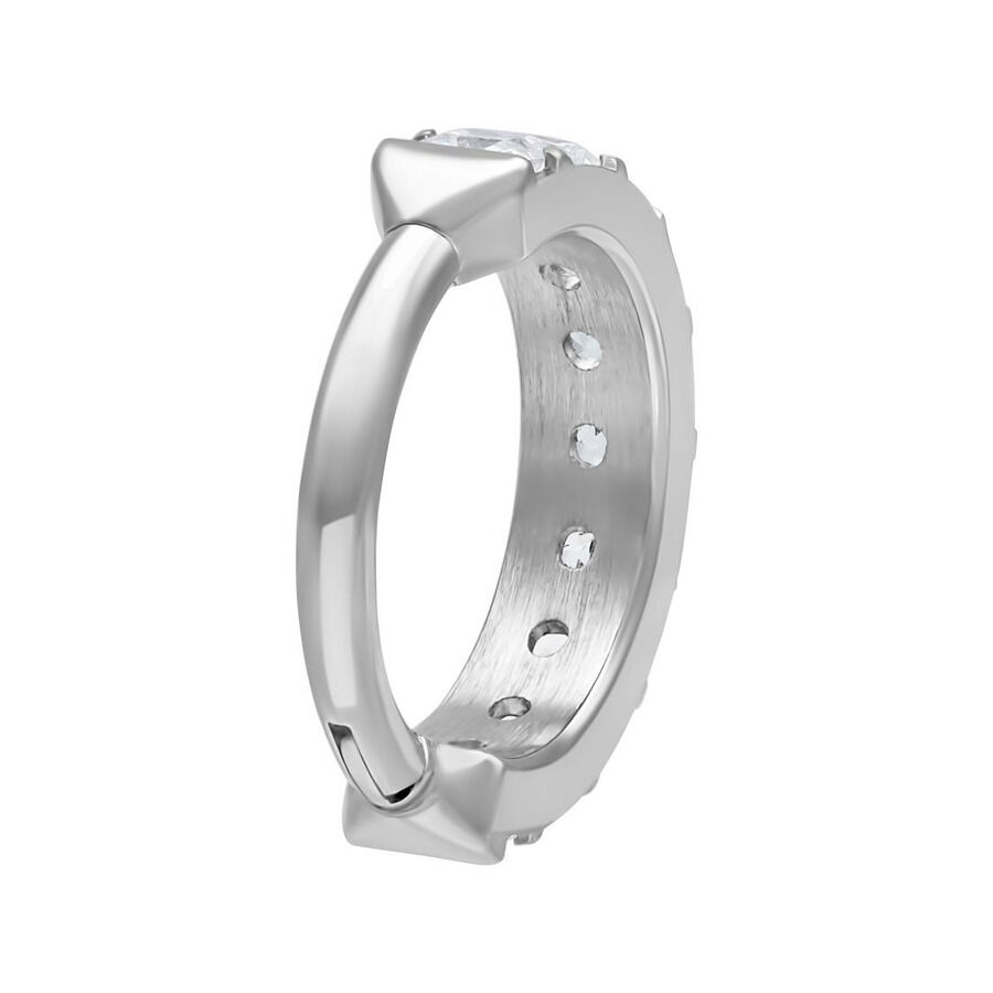 Silberner Piercingring mit Kristall, 1,2mm Stärke, 8,0mm Innendurchmesser